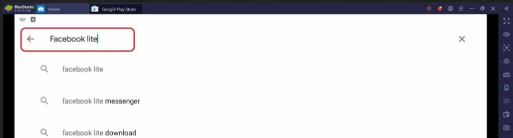 search facebook lite
