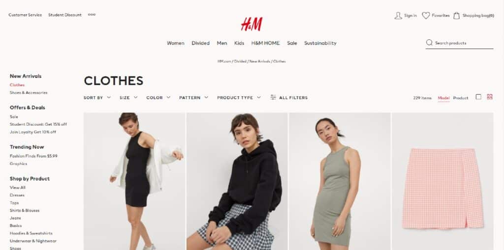 h&m website